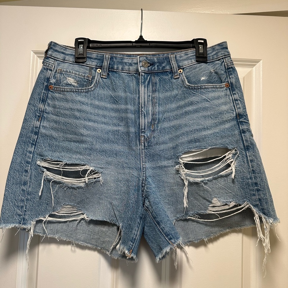 American Eagle Blue Denim Jean Baggy Mom Shorts Size 10